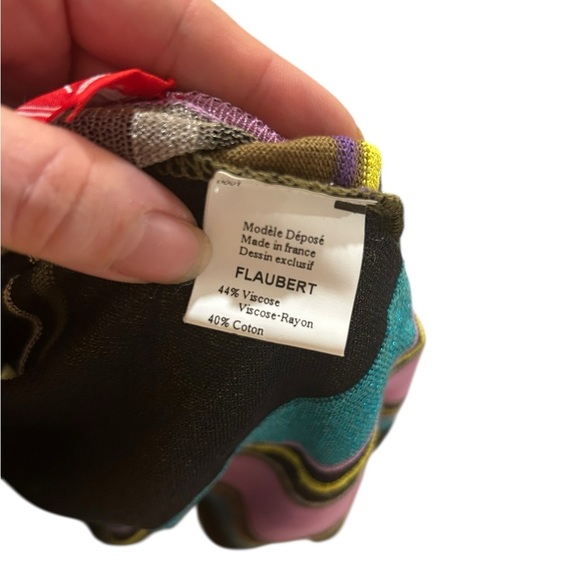 Chacock PARIS France vintage Long Colorful Open Front Sweater Cardigan - Picture 5 of 6